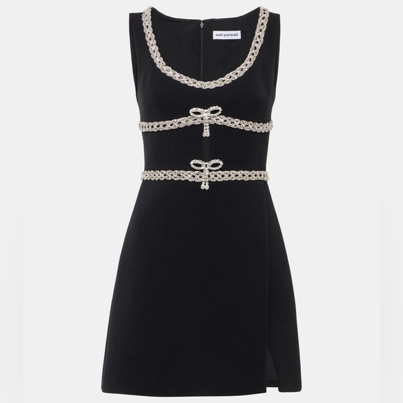 Self-Portrait Crystal-embellished crêpe minidress size 2 Like New - Picture 1 of 7